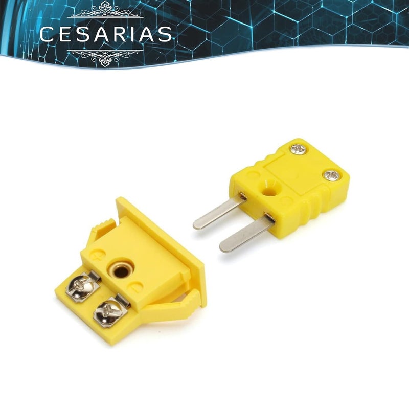 CESARIAS K-Type Panel Mount Thermocouple Mini Plug Connector, Male and Female, Yellow, Set of 2 - Image 5